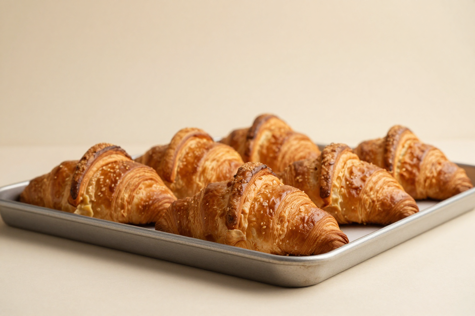 Круассаны на противне после выпечки